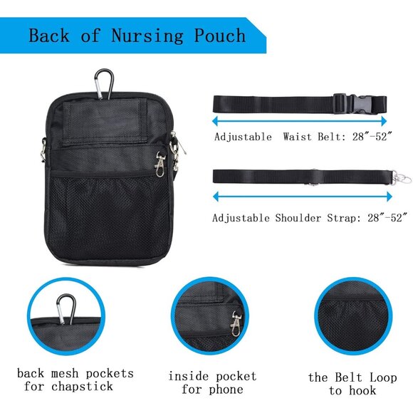 Compact Black Utility Fanny Pack for Nurses - 10 Pocket Organization Solution - Picture 7 of 9